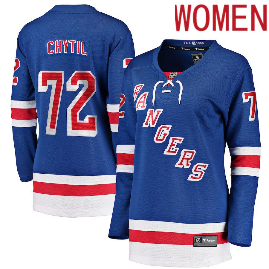 Women New York Rangers 72 Filip Chytil Blue Fanatics Branded Home Breakaway Player NHL Jersey